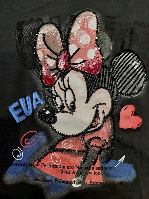 Нова футболка з принтом Мінні Маус,вишита паєтками.