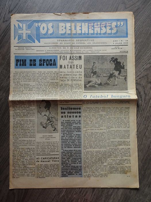 Antigo Jornal Belenenses 2 de Julho 1954