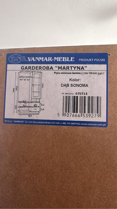 Garderoba „Martyna”- dąb sonoma