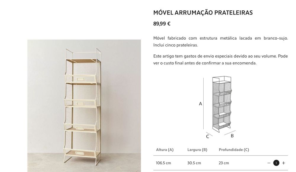 Móvel de arrumação com prateleiras