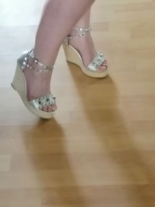 Sandałki espadyle srebrne wkładka 24cm