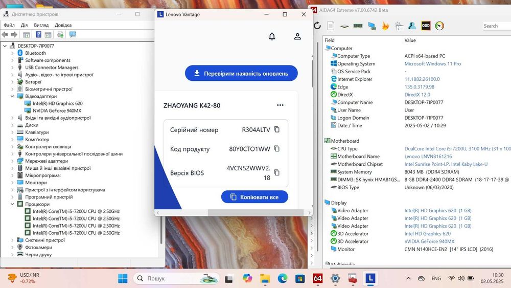Материнська плата  Lenovo Ideapad 720S-14IKB S0 LA-E581P