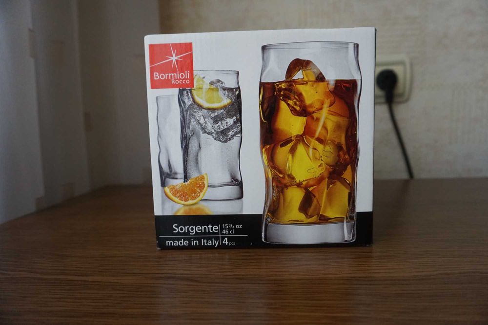 Стаканы, набор стаканов, 4 шт., Bormioli Rocco Sorgente, новый