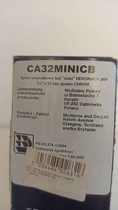 Syfon umywalkowy McAlpine CA32MINI-CB chrom
