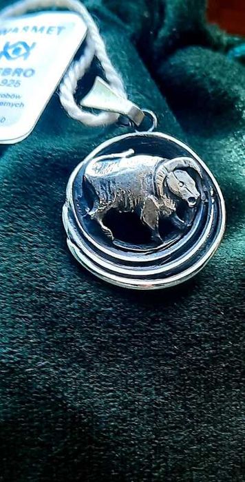 Unikatowa Zawieszka Srebro Warmet Vintage Znak Zodiaku Byk z Metką