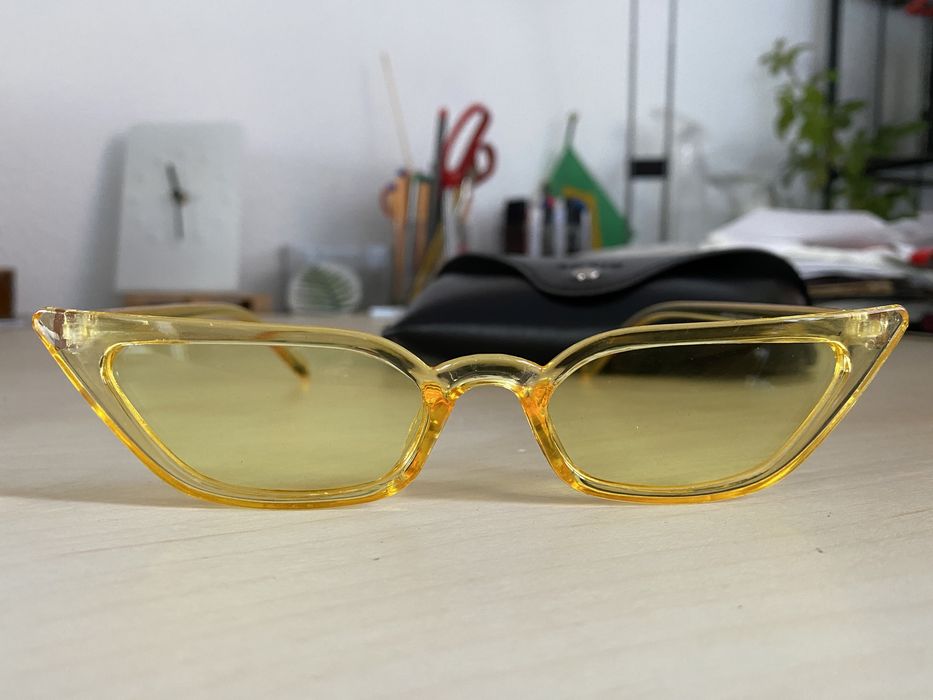 Óculos Cat Eye Amarelos NOVOS