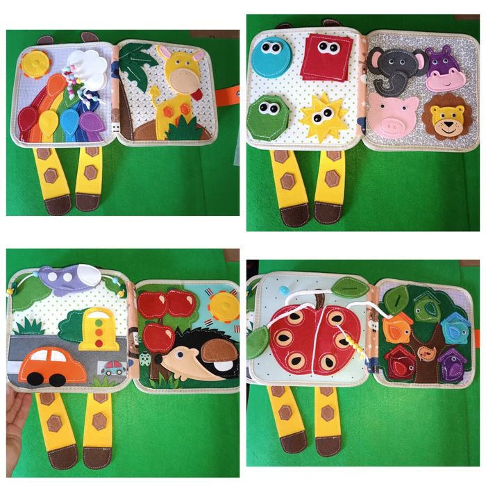 Розвиваюча книга з фетру з липучками бізібук бізіборд моя перша книжка