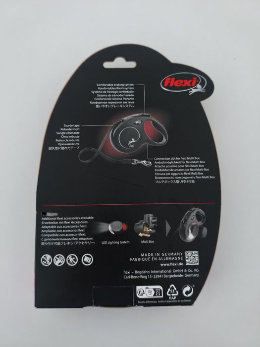 Trela Nova para Cão Extensível 5mt Flexi Black Design