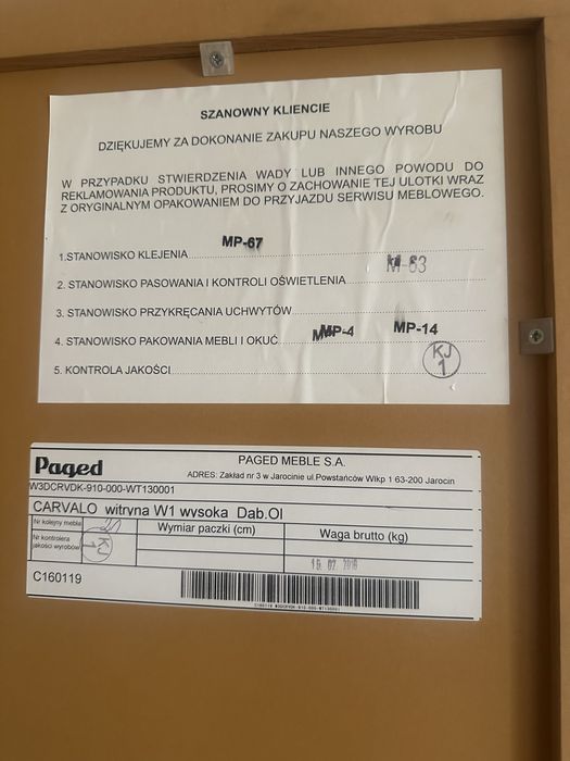 Witryna dębowa podświetlana Paged Carvalo