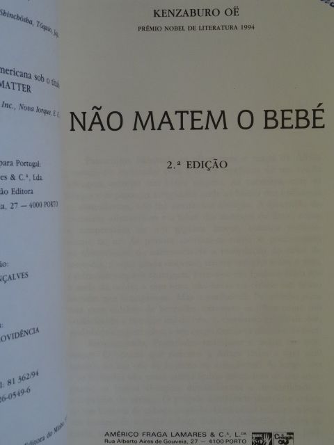 Não Matem O Bebé de Kenzaburo Oe