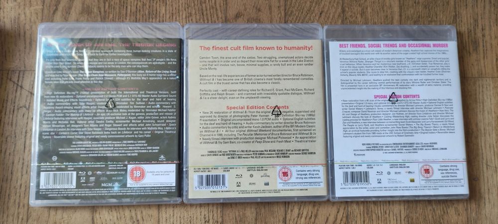 Heathers, Witnail and I, Lifeforce Blurays da Arrow