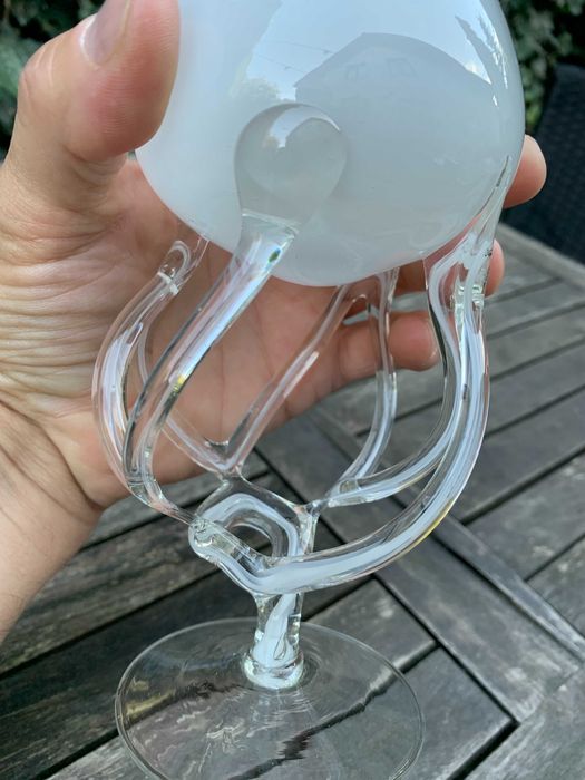 kielich szklany opal Krosno, Makora, stan bd, PRL, Vintage