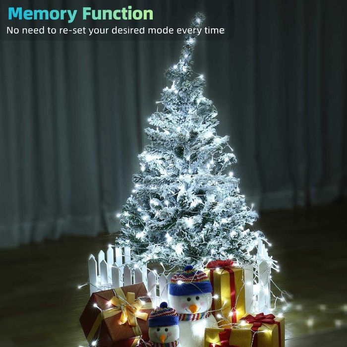 Luzes brancas de árvore de Natal, 20 m, 200 LED, c/ controlo remoto