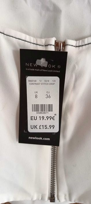 New Look biały crop top bluzka rozm. 36