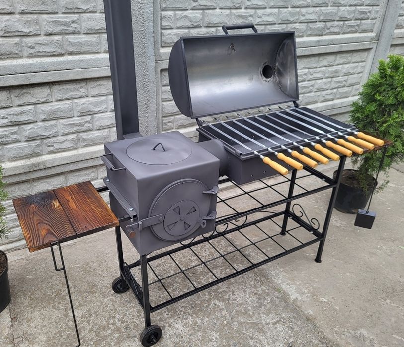 • 3/5мм! • МІЦНИЙ •ПРИЗЕНТАБЕЛЬНИЙ Мангал Коптильня з Пічкою під Казан