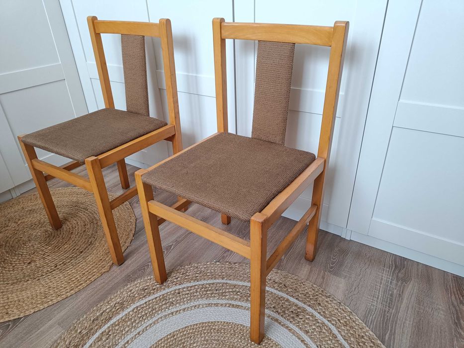 KRZESŁA drewniane tapicerowane Jafameg 6szt. / Retro Vintage PRL