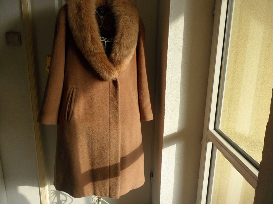 płaszcz, palto  moher, karmelowy lub alpaka czekoladowy