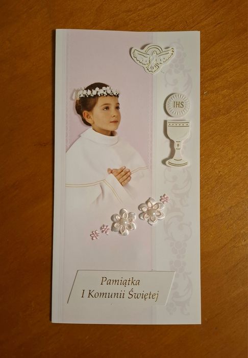 Pamiątka I Komunii Świętej- kartka dla dziewczynki