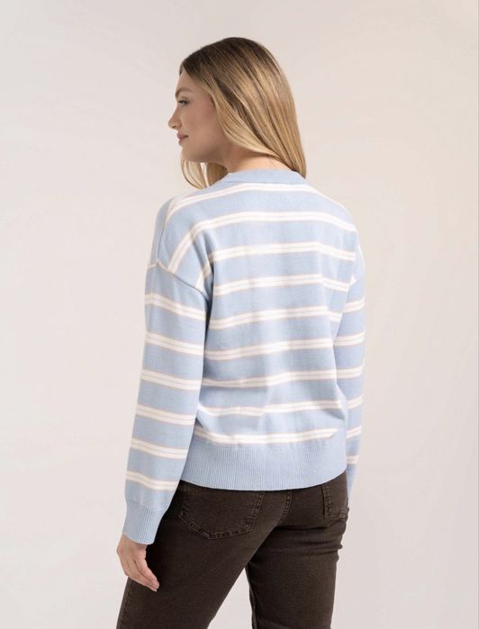 Sweter damski w paski niebieski 2XL/3XL