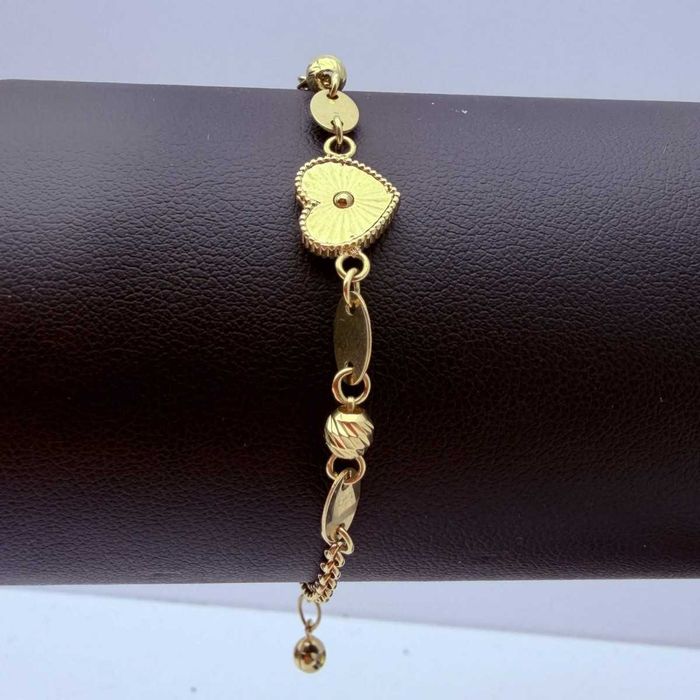 Piękna Złota Bransoletka Serce 3,57G P585 20CM