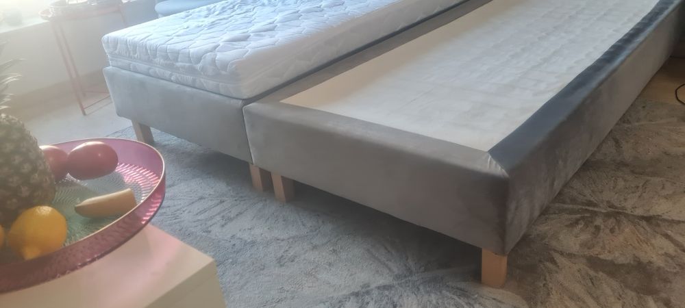 Łóżko tapicerowane 200x180 cm, grafit. Materace gratis.