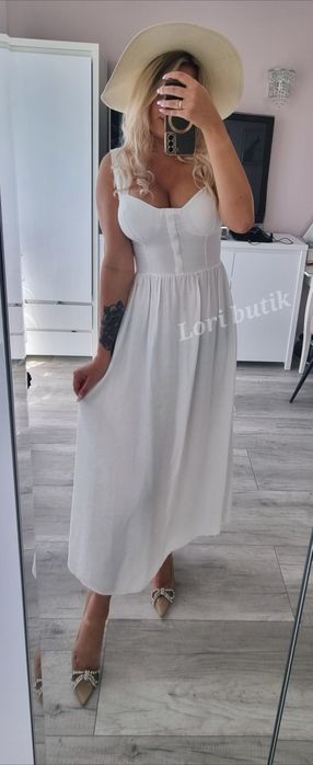 Sukienka z gorsetem boho wiązana miseczki