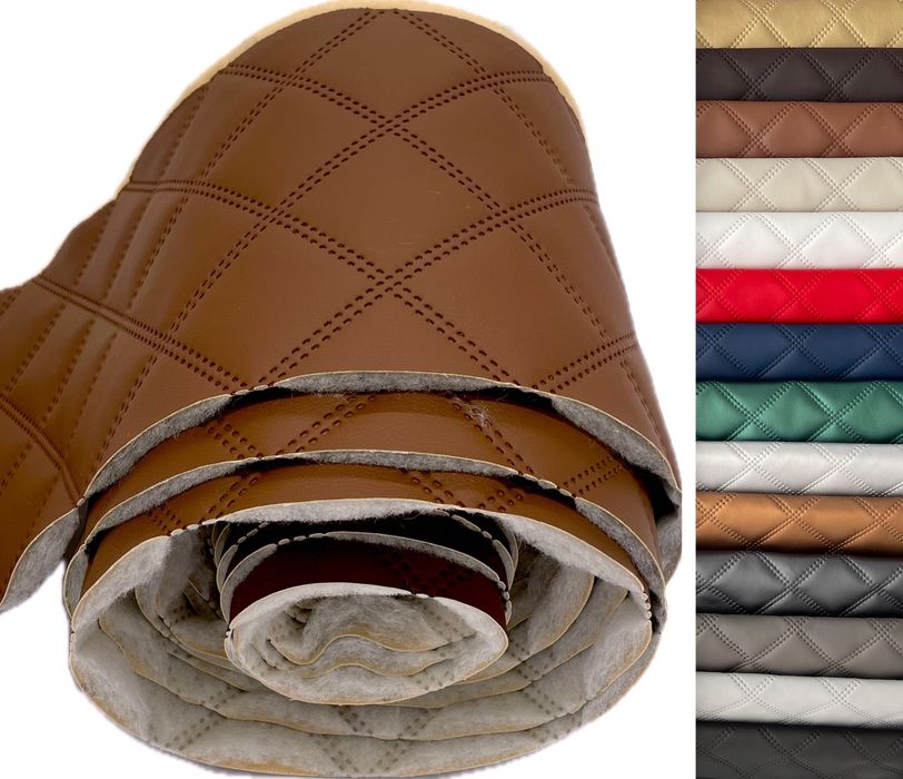 19mb Ekoskóra pikowana w karo na ocieplaczu Skaj Derma Eco Eko skóra