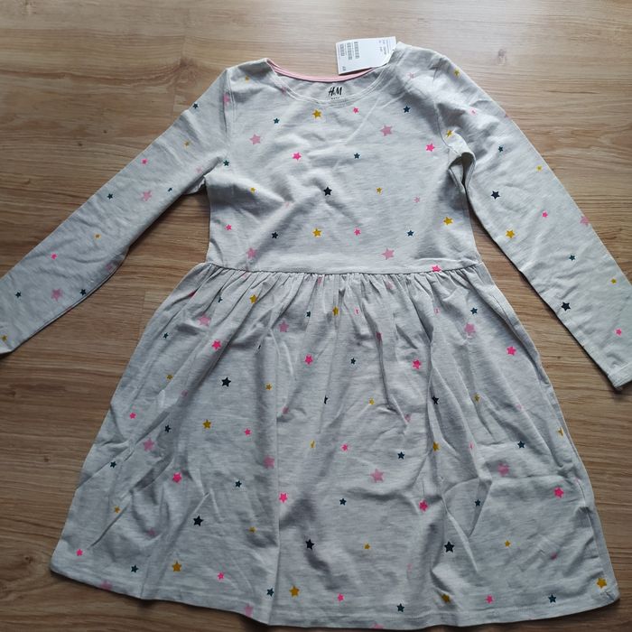 436-> sukienka bawełniana od H&M 122/128 NOWA długi rękaw