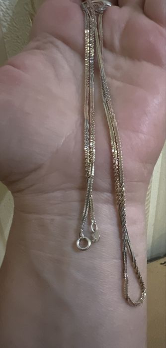 Серебряная цепочка s925 Italy, 60 см, трёхцветное покрытие