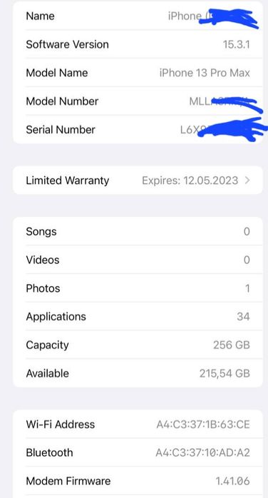 iPhone 13 pro max  256 GB graphite