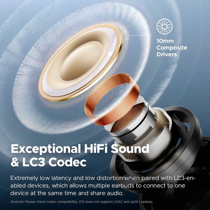 Навушники SoundPEATS Air5 Pro Qualcomm aptX Lossless LDAC Black/White