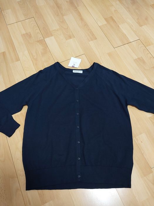 Nowy sweter elegancki granat r 42 xl zapinany