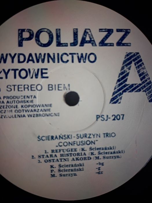 Archiwum jazzu ŚCIERAŃSKI  SURZYN- Trio Confusion. 1988.