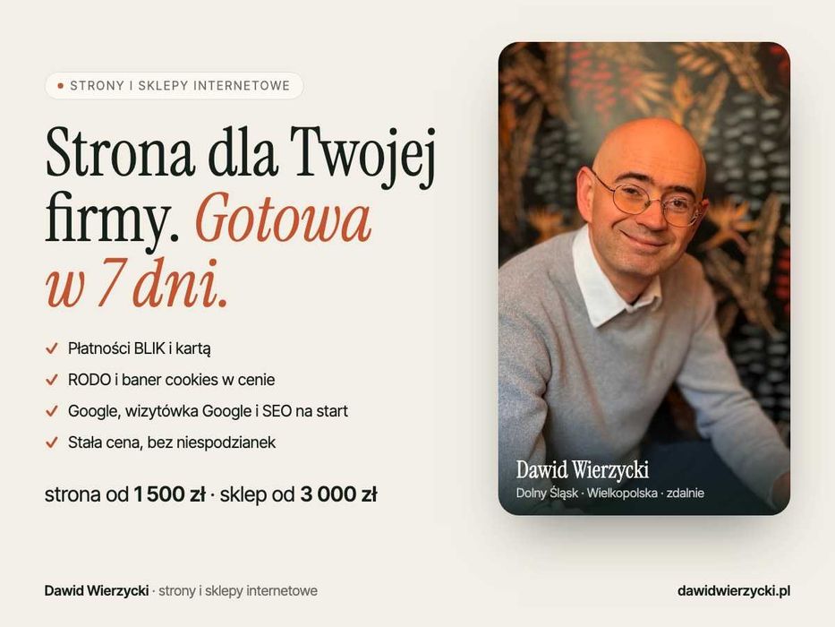 Strona internetowa dla firmy w 7 dni · BLIK, RODO, Google · Wrocław