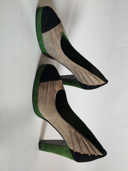 BUTY Damskie R.36 Platforma SLupek Zielony Popiel Lise Lindwig