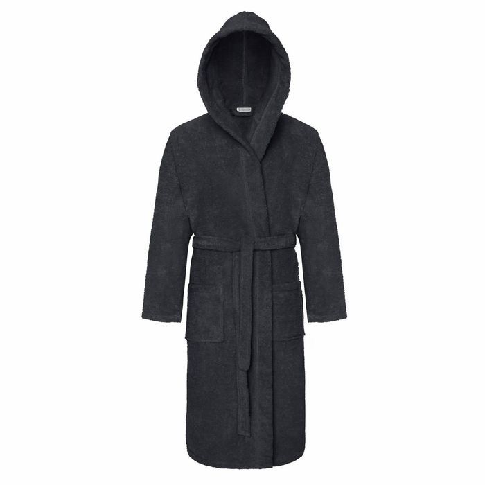 Szlafrok z kapturem frotte Robin L/XL grafitowy bawełniany hotelowy 450g/m2