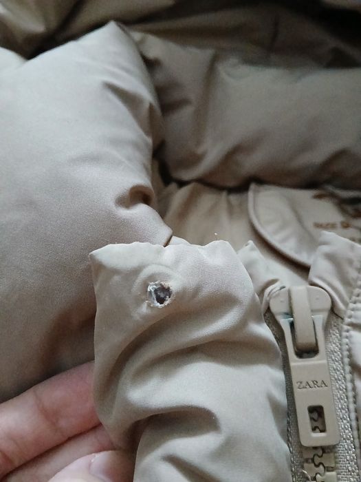 Kurtka zimowa beżowa z kapturem, Zara, r. 140