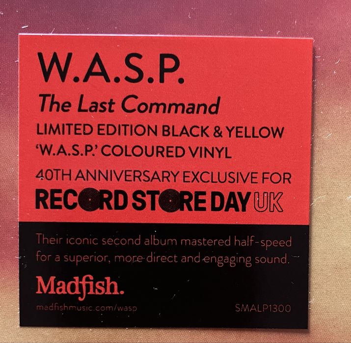 W.A.S.P. - The Last Command LP Record Store Day UK