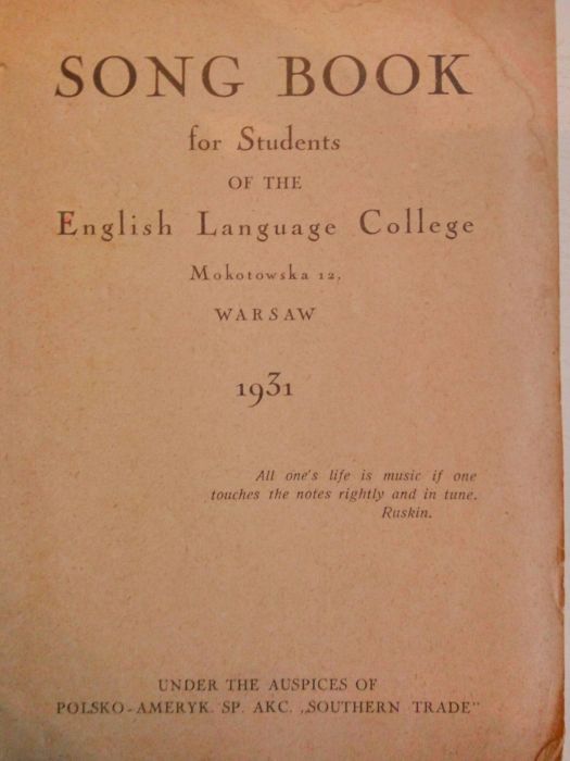 1931 English language college - metodyści. ŚPIEWNIK