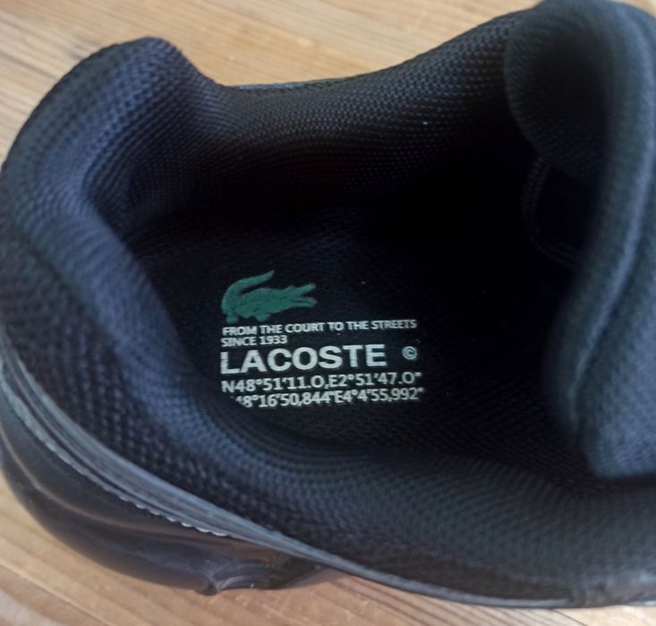 Lacoste кроссовки мужские черные кожа/текстиль модные