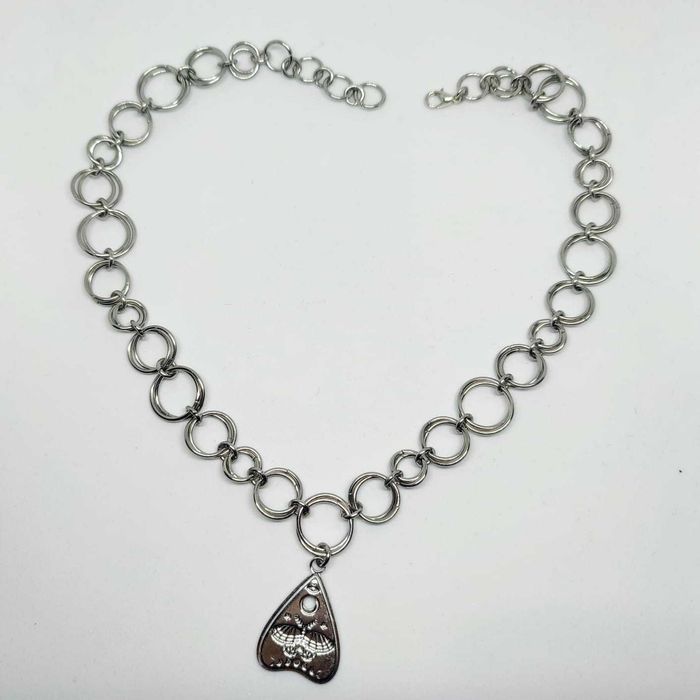 Gotycki choker chainmail – stal chirurgiczna 304, amulet planchette