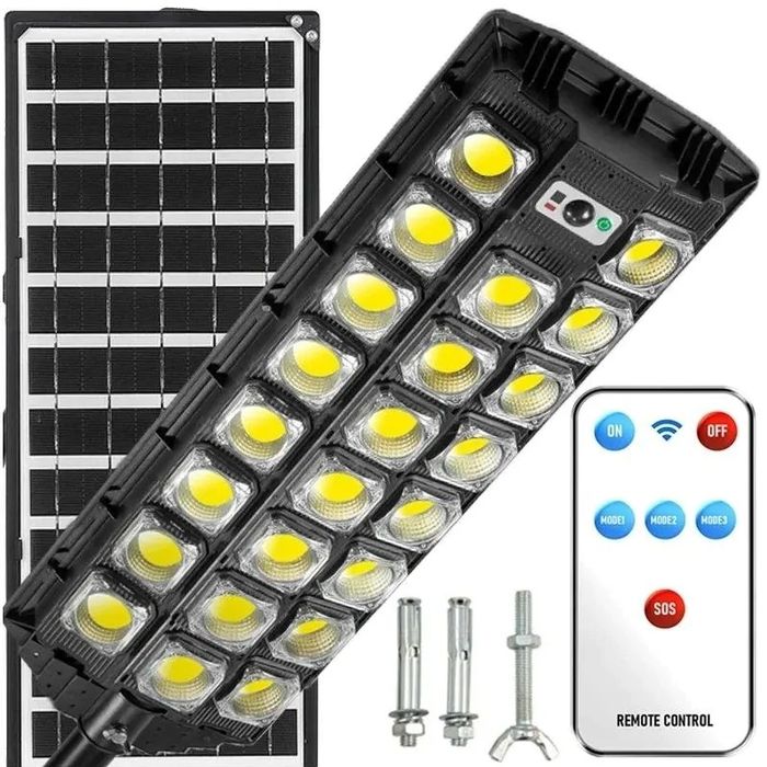 Lampa solarna oprawa uliczna panel pilot czujnik ruchu zmierzchu 2000W