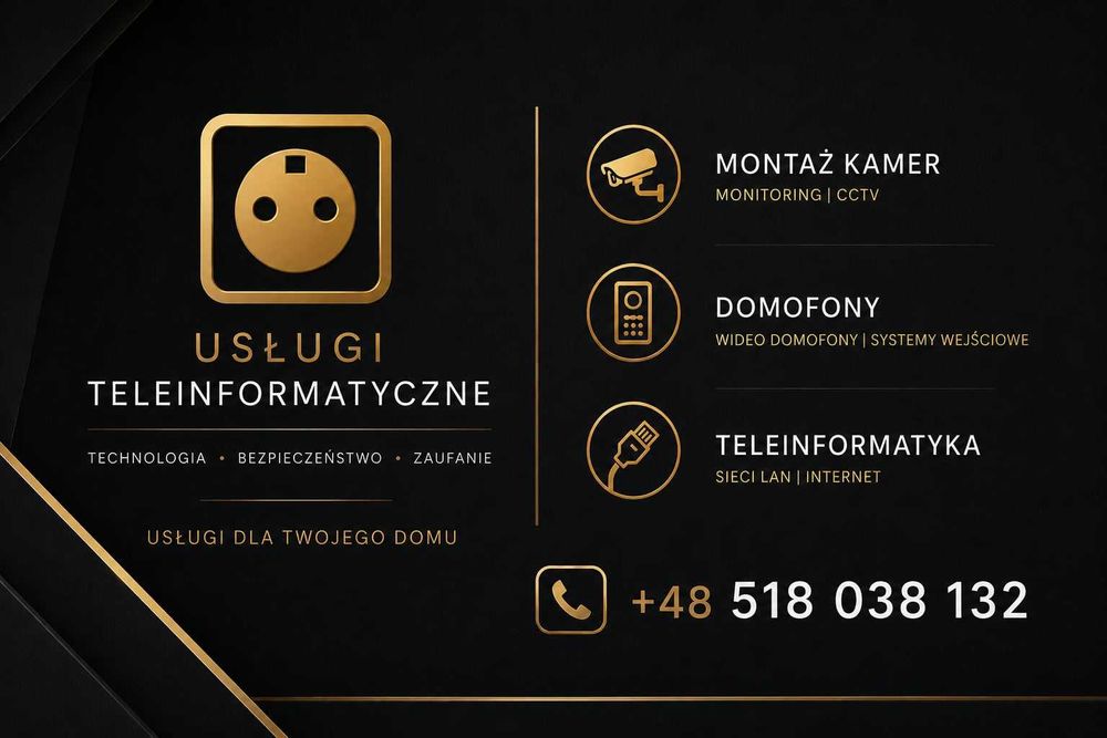 Montaz kamer, domofonow, uslugi teleinformatyczne itp.