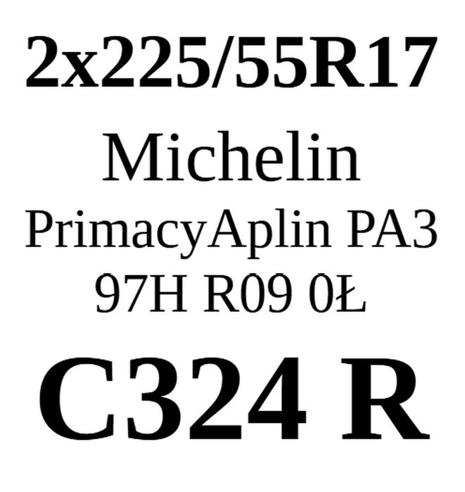 2x 225/55R17 Michelin PrimacyAplin PA3 7,20mm 97H