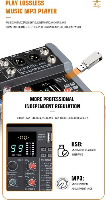 Vende-se mesa de mistura 8 canais, BT, MP3, efeitos, nova