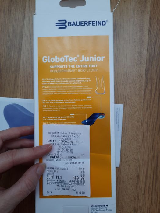 Wkładki ortopedyczne dziecięce 3/4 r.24