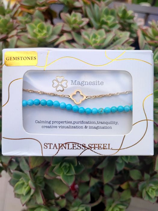 Par de Pulseiras aço e magnesita