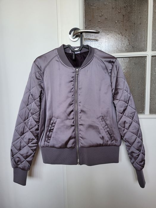 Fioletowa, satynowa bomberka H&M, roz. XS/S