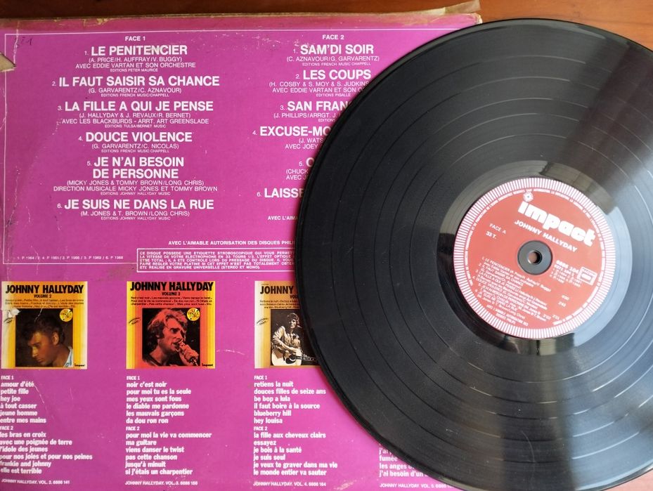 Disco de vinil LP Johnny Halliday