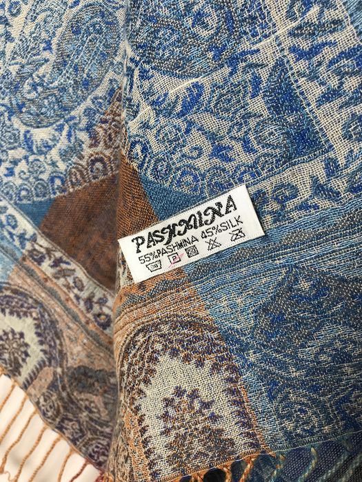 Piękna kolorowa jedwabna, kaszmirowa chusta Pashmina orientalne wzory